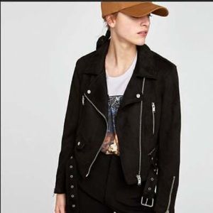 Zara Suede/faux Leather Bikers Jacket